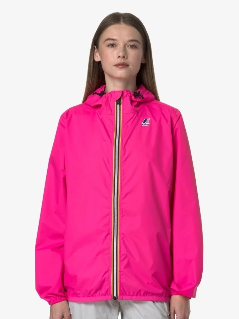 K-Way Women's Hot Pink Hooded Packable Jacket